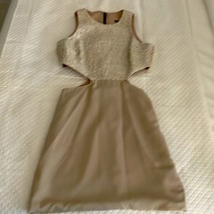Naven Cream Metallic Cutout Sleeveless Dress Size2